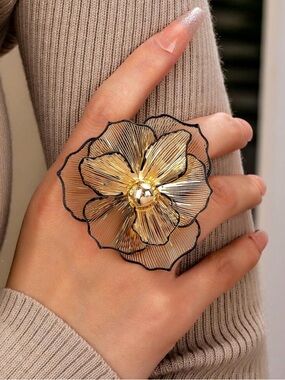 Gold Floral Statement Ring - Women Jewelry